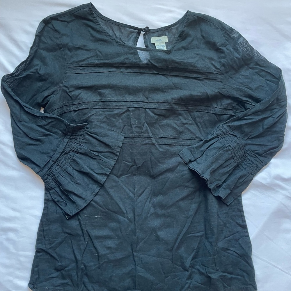 Sheer black long sleeve blouse in size 4 or small.